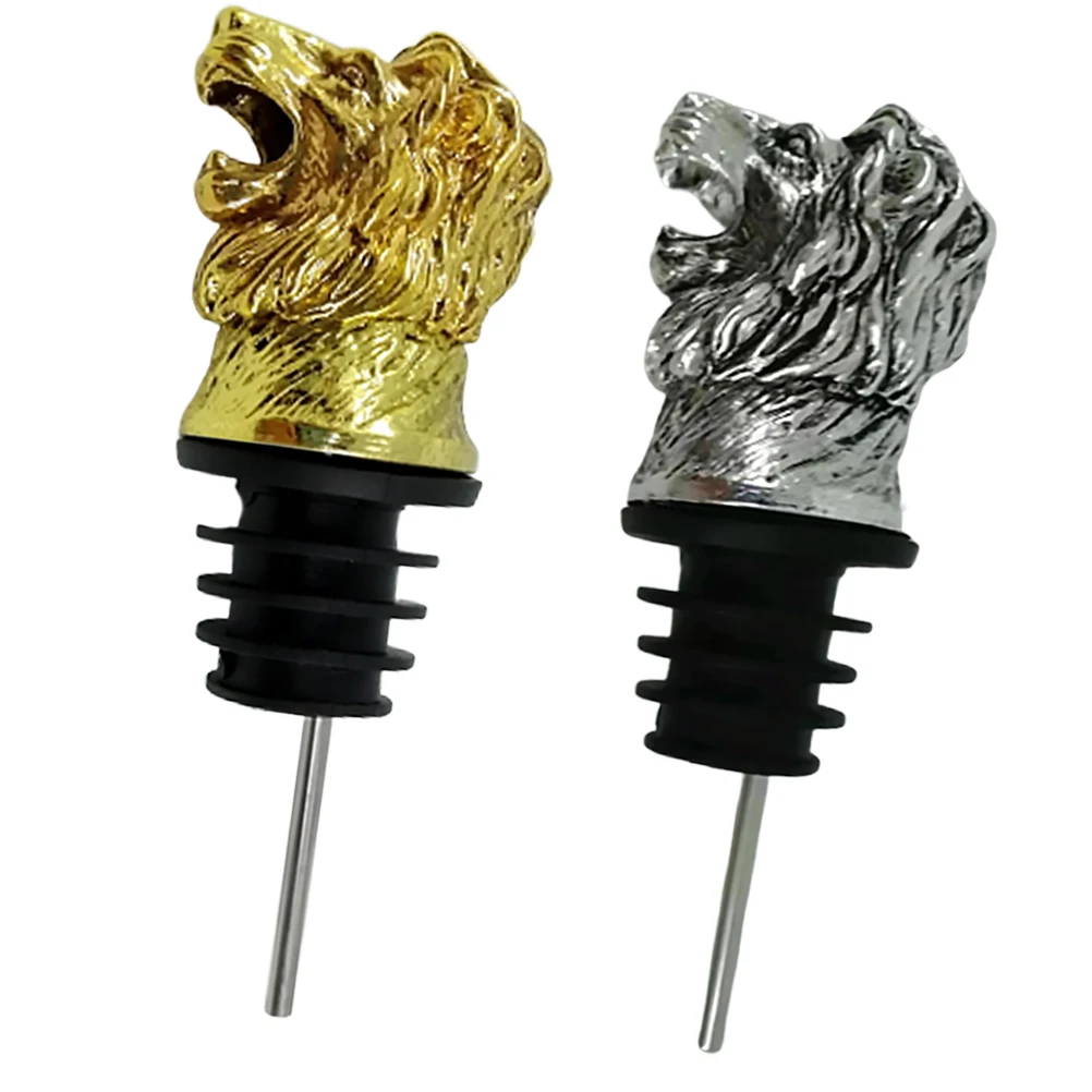 

2pcs Pourer Bottle Stopper Lion Head Shape Reusable Safe Lightweight Party Fun Creative Design Premium Material