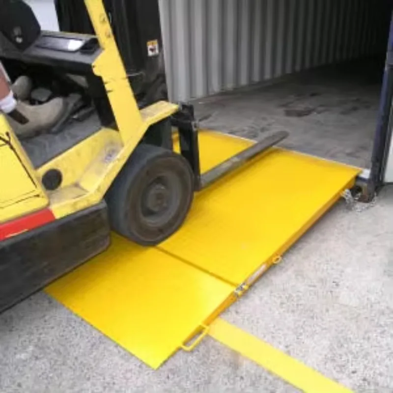 Forklift Container Ramps Used For Vehicle Loading From A Raised Dock