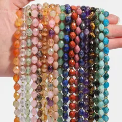Natural Faceted Rhombus Stone Multicolor Crystal Agate Beads Charms Jewelry Making DIY Jewelry Bracelet Necklace Accessories