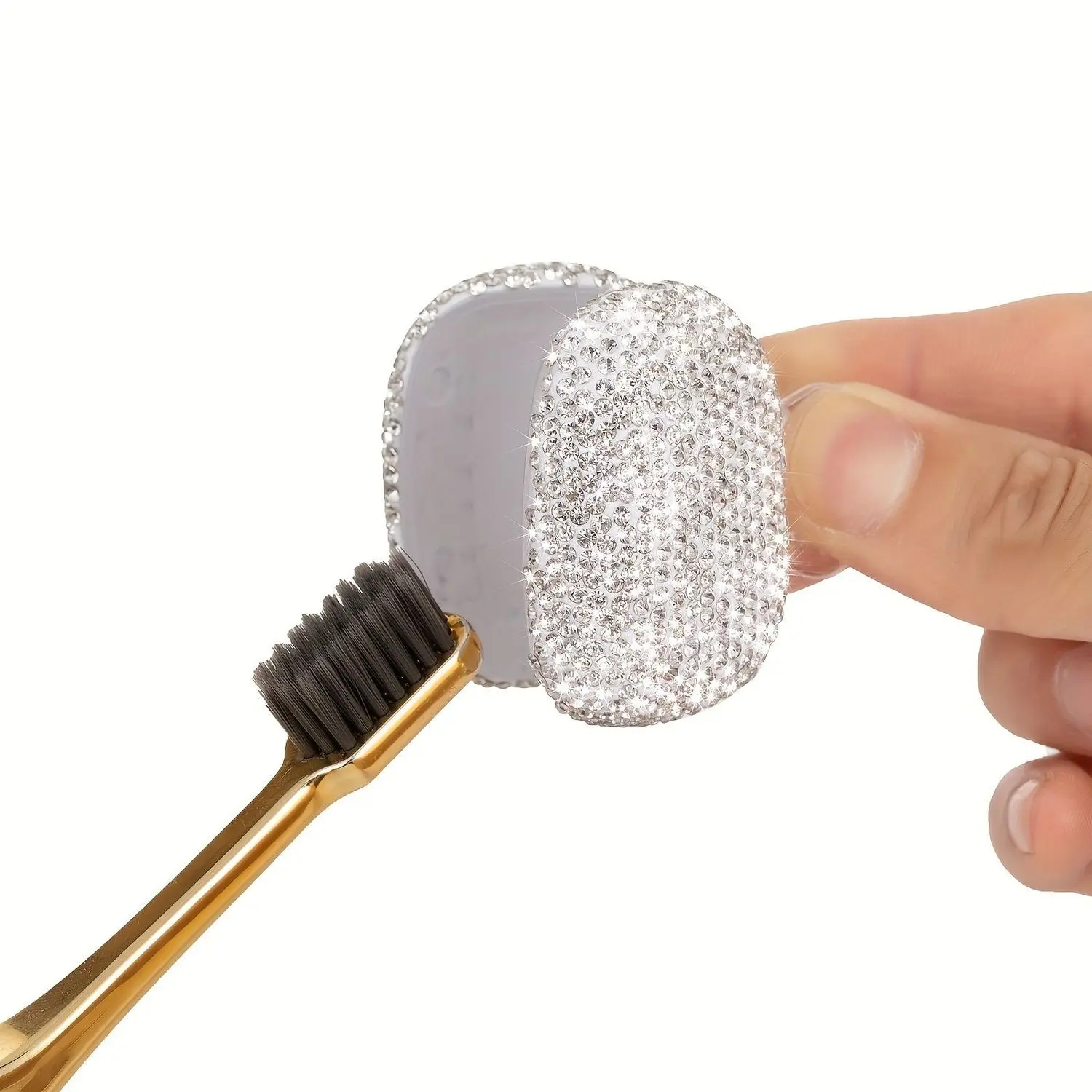 2PCS Bling Diamond Toothbrush Covers Toothbrush Head Protector Cap Brush Pod Case Protective Portable Plastic Clip For Household