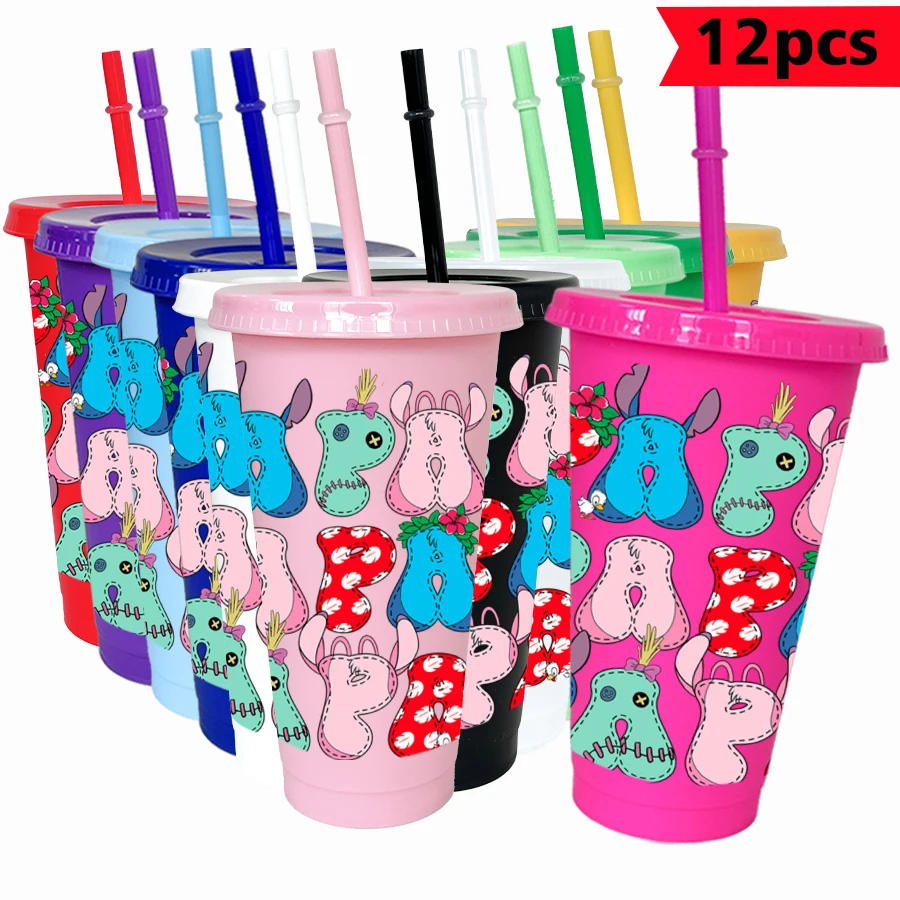 

12 шт./лот Disney Cactus Minnie 26 унций цветной пластиковый стакан для дня рождения, посуда для напитков, кружка для сока, кофе