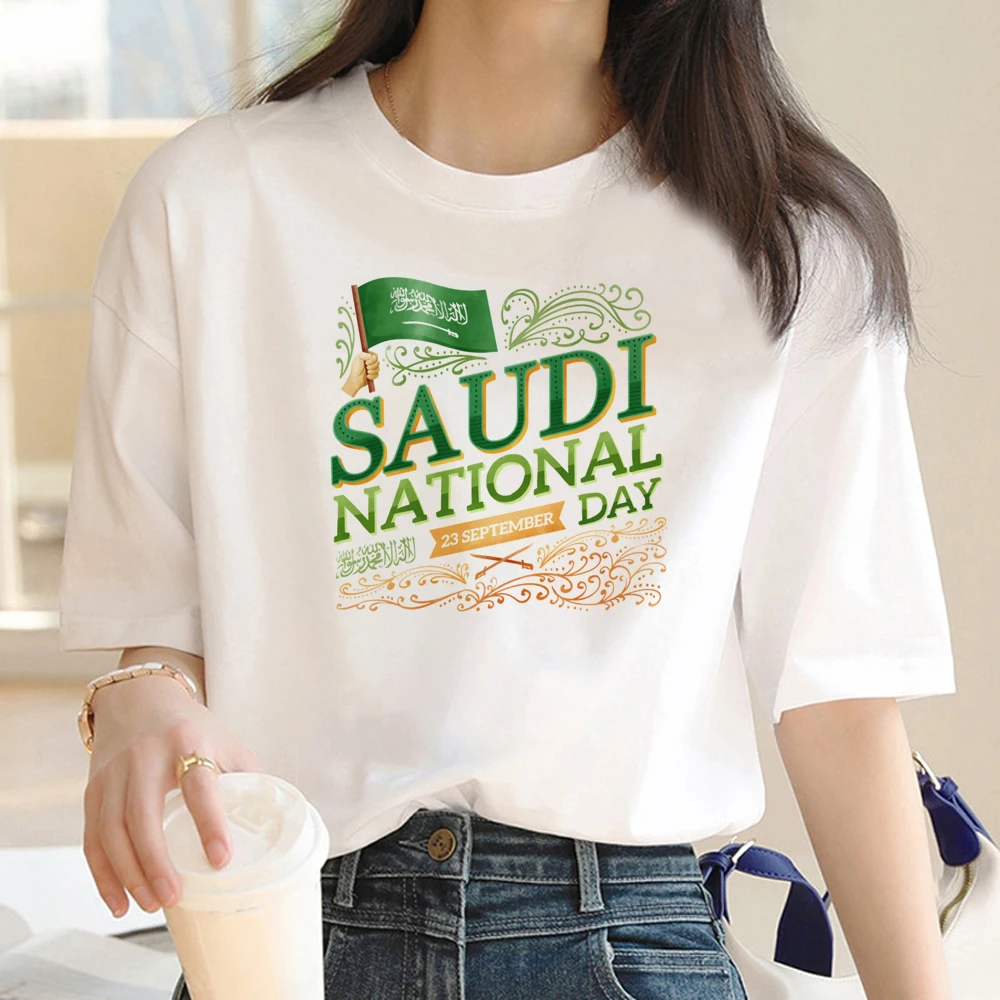 Saudi National Day t-shirts women manga Tee girl designer clothes