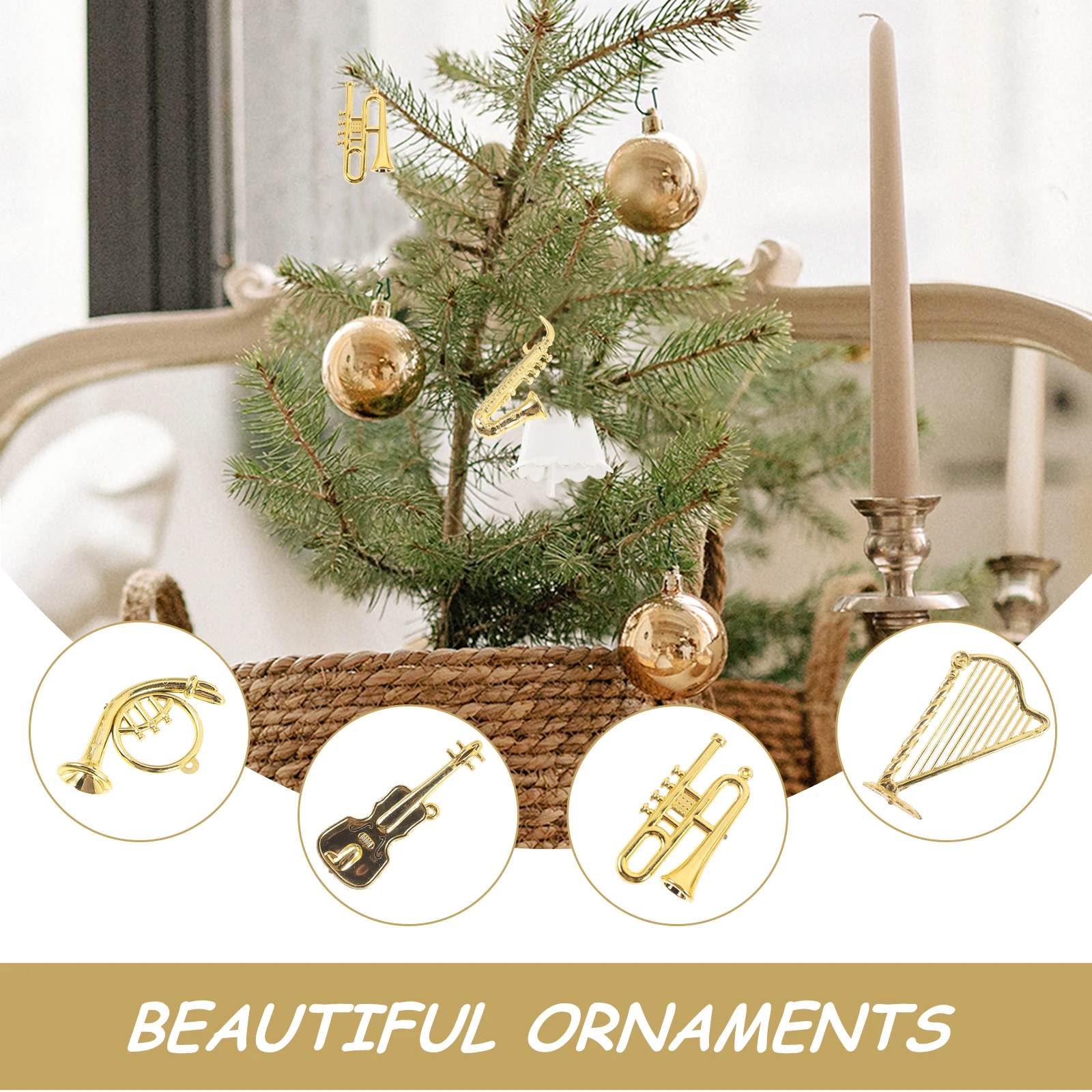

14pcs Christmas Tree Decoration Miniature Music Small naments Acrylic Cello Tiny Xmas Accessories Delicate Craft