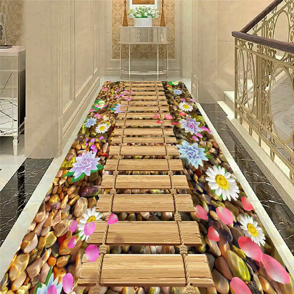 3D Carpet Rugs Living Room Doorway Long Corridor Rug Pastoral Lawn Path Print Kitchen Carpets Idyllic Scenery Area Rug Mat