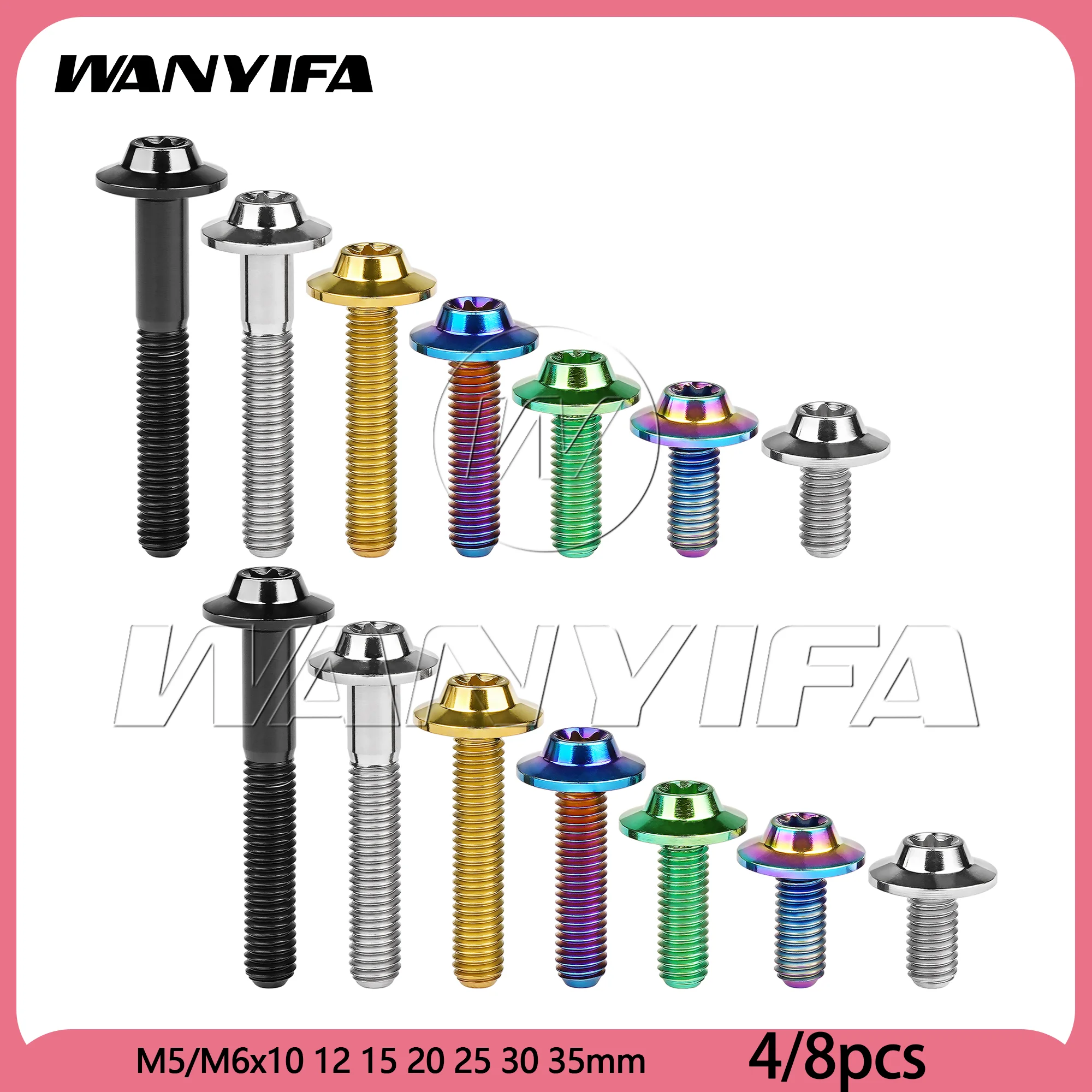 

Wanyifa 4/8pcs Titanium Bolts M5/M6x10 12 15 20 25 30 35mm Butterfly Umbrella Torx Head Screws for Bike Motorcycle Disc Brake