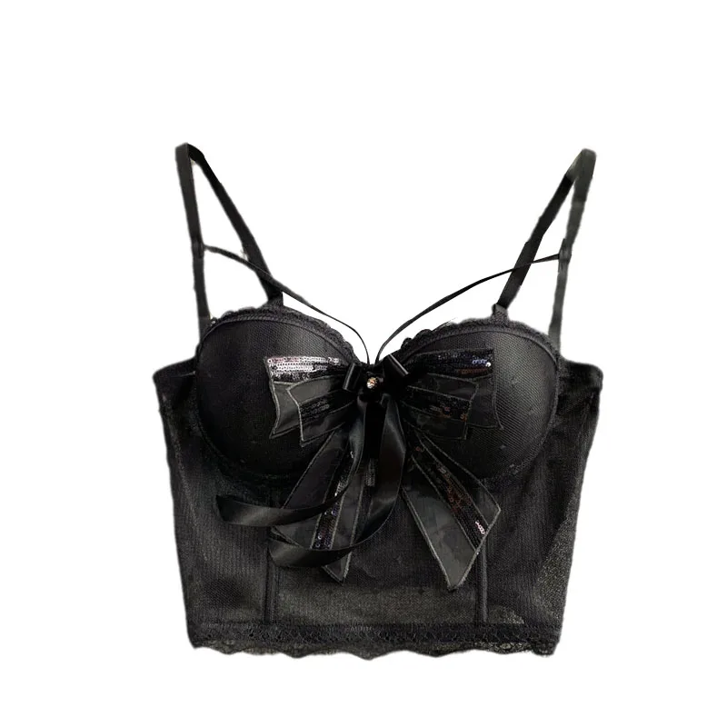 Sexy curto espinha de peixe design csola regata borboleta nó deco cinta colete outerwear branco emaecimento verão mo...