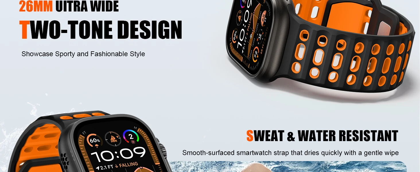 Armbänder für Apple Watch Ultra 4 3 Band 49mm 46mm 45mm 44mm 42mm, Sportarmband aus Silikon, Farbe: Ozean, Correa iWatch Serie 12 11 10 SE 9 8 – Detail 4