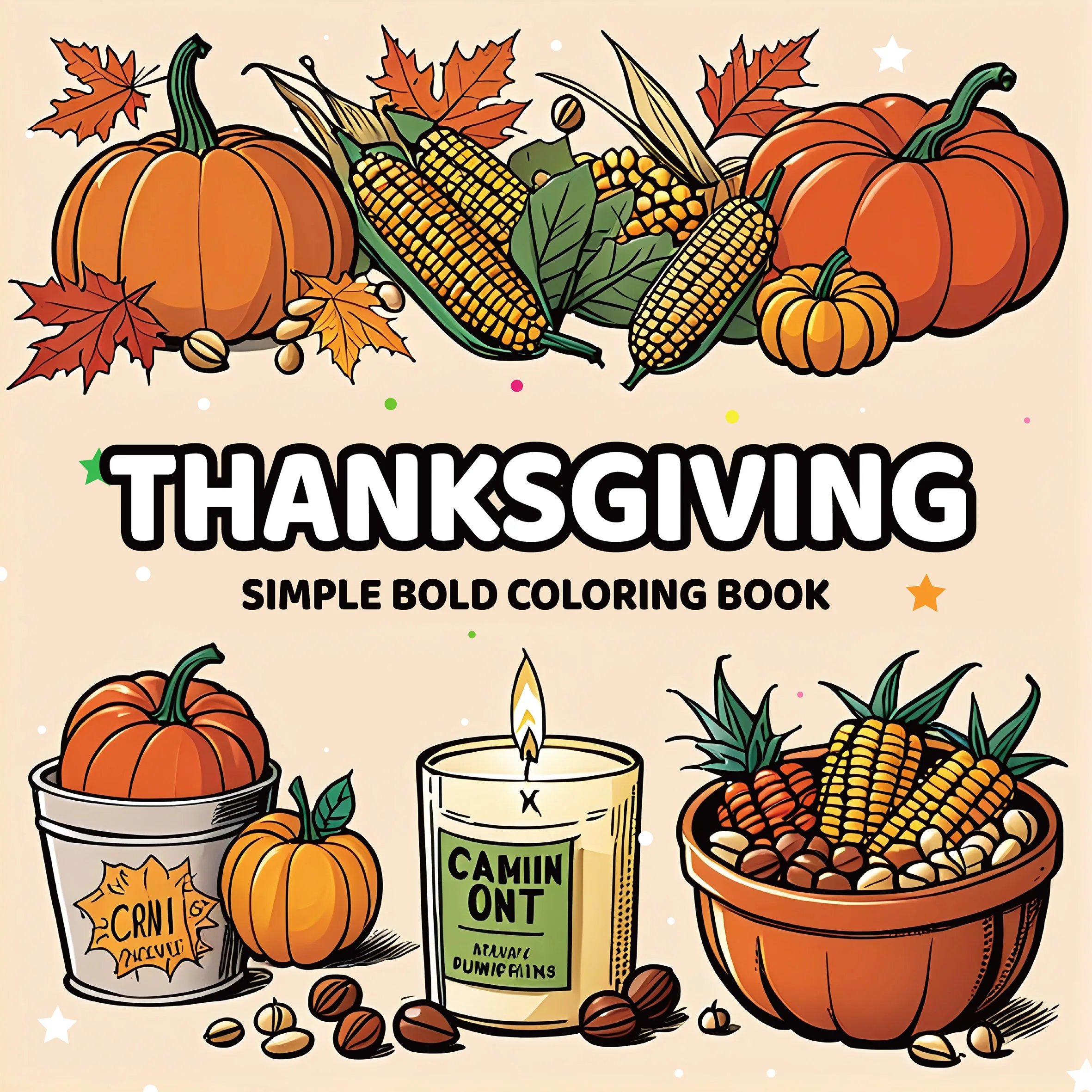 

24 Page Art Coloring Book For Adults And Teens THANKSGIVING Theme SIMPLE BOLD Graffiti Painting Drawing For Relaxation Gift