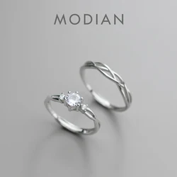 Modian Romantic Sparkling AAA Zircon Line Ring for Men and Women Fashion 925 Sterling Silver A Pair Lovers Wedding Ring Jewelry