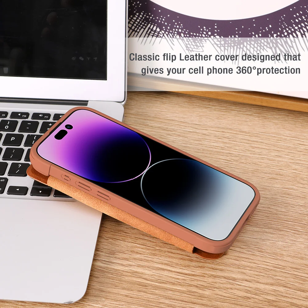 For iPhone 15 Pro Max NILLKIN Qin Leather Case Card Pocket Wallet bag Lens Protection Flip Cover for iPhone 15  /15 Pro