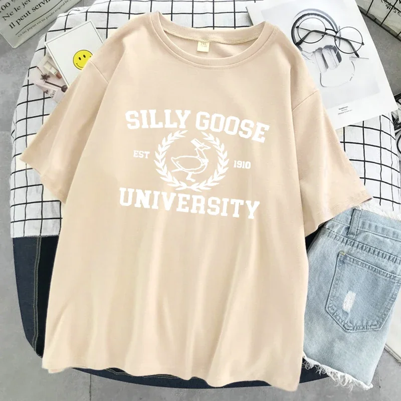 Casual Tshirt Summer Breathable Clothing Fashion Cool Tshirt Silly Goose Est 1910 University Print Womens T Shirts Creativity