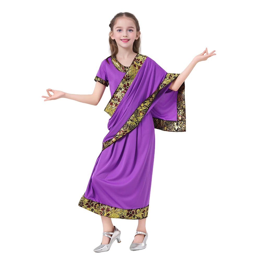 Glamorous National Indian Girls Dress-up Children Nativity Bollywood Princess Ethnic Fancy Dress Sari Costume