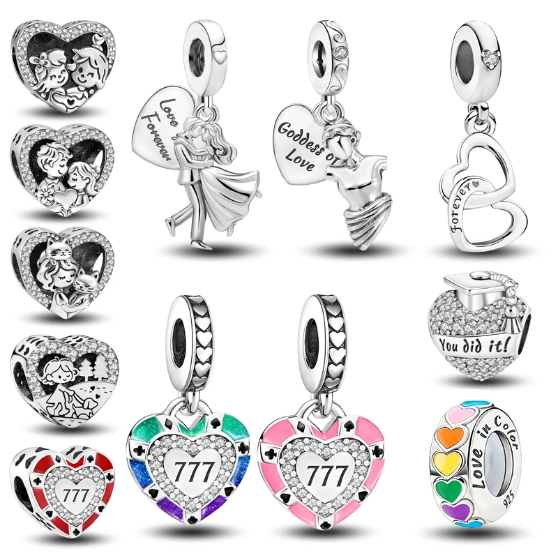 925 Silver Plated Sweet Couple Love Heart Venus De Milo Series Bead Diy Bracelet Making Gift Of High Quality Fashion Jewelry