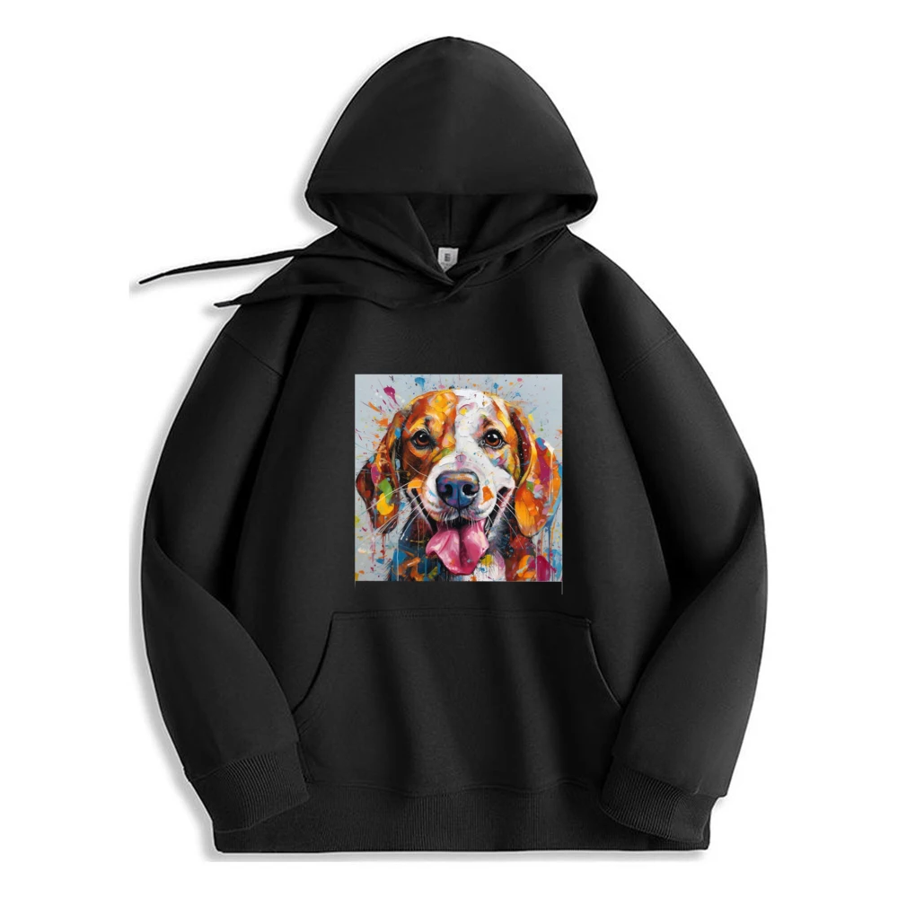 Colorful Beagle Dog Graphic Hoodie Polyester Fiber Sweatshirt For Men Printed Long Sleeve Mens Clothes