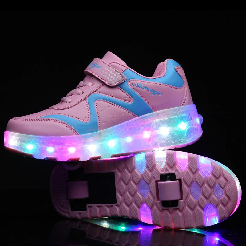 Fashion Outdoor Sports Roller Shoes  Led Light Deformation Parkour  Skates Children’S Luminous Glowing Youth Men Women Sneakers