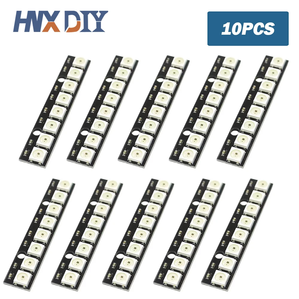 10PCS 8*1Bit 8 Bits WS2812 5050 RGB Voll LED Lampe Panel Modul 5V WS2812B regenbogen LED Präzise Für Arduino 8 Kanal Lichter