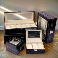 DELESYS estilo clásico múltiples posiciones protección del medio ambiente caja de presentación de reloj de cuero caja de almacenamiento de reloj de joyería con múltiples ranuras