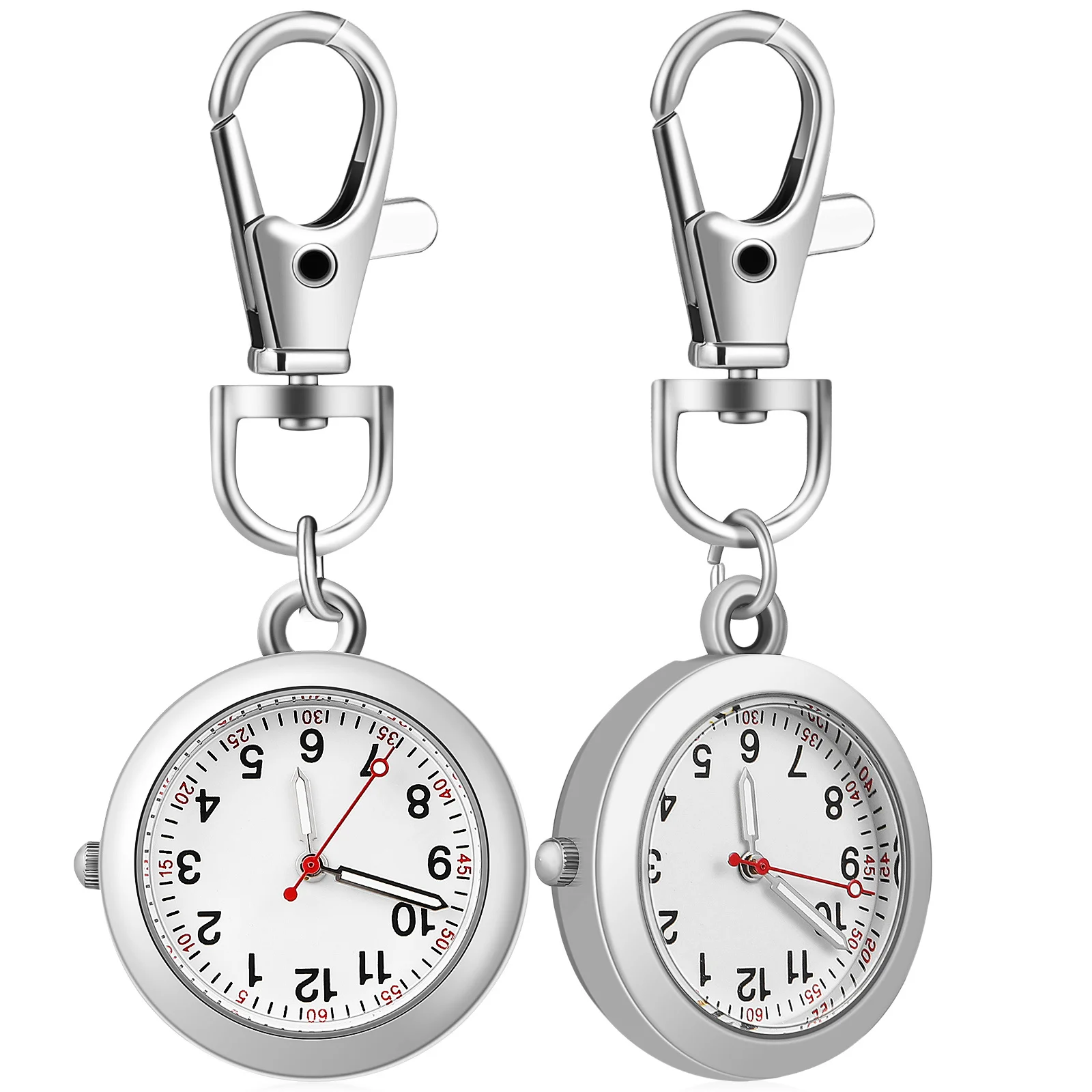 2Pcs Nurse Hanging Pocket Watches Clip-on Buckle Quartz Precise Time Keychain Watch for Doctors Nurses Nurse Watch