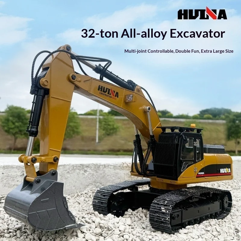Huina Upgrade 1580 1/14 Rc Metal Excavator Model Engineering Vehicle Electric Ball Grabber 360 Rotating Shear Sound Light Toy