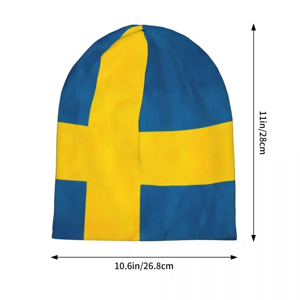 Swedish Flag Warm Knitted Cap Fashion Bonnet Hat Autumn Winter Outdoor Beanies Hats for Men Women Adult