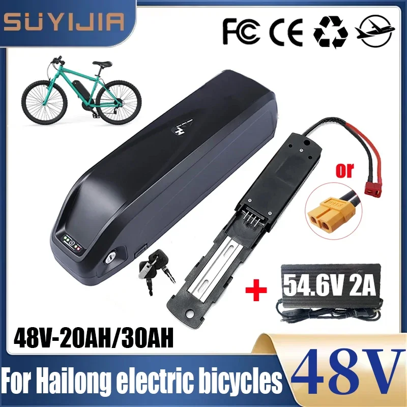 48V Hailong electric bicycle battery 30AH with BMS suitable for 350W 500W 750W 1000W electric mountain bike lithium battery pack