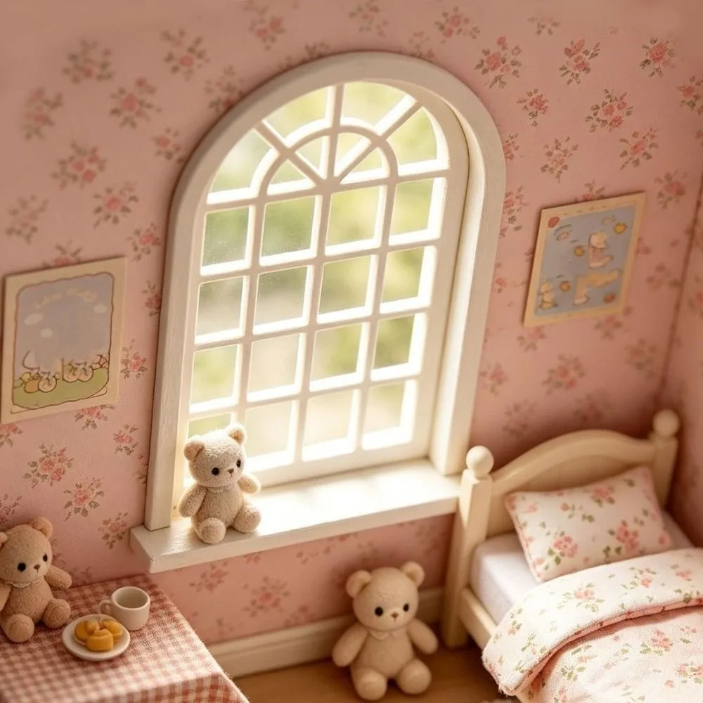 1:12 Dollhouse Miniature Model Window Retro Hollow Out European Style Door Frames Furniture Decor Multicolors Mini