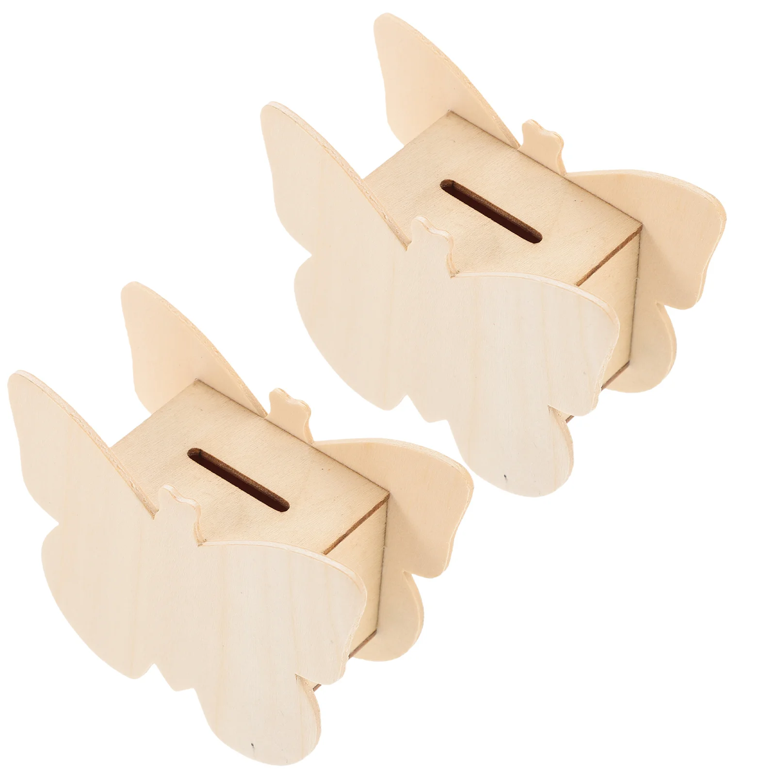 

2Pcs DIY Wooden Piggy Banks Unfinished Cute Coin Banks Decorative Money Boxes Multi-Purpose Saving Containers for Kids