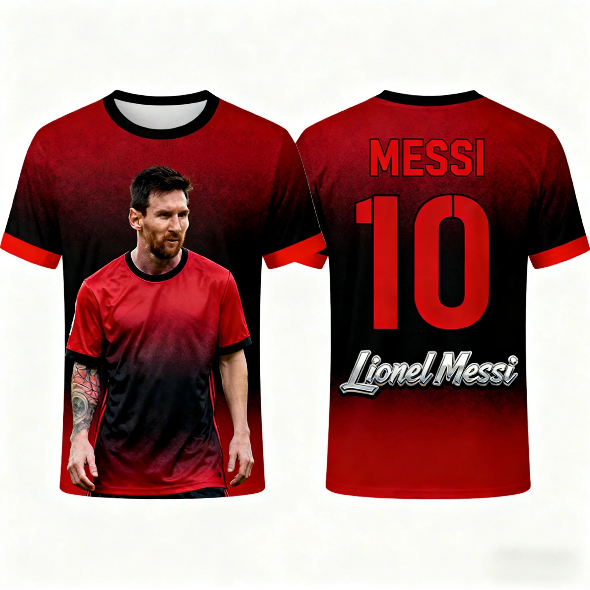 

2026 MESSI Men’s Fashion Football T-shirt Summer Fan Commemorative Jersey Style Casual Sports Top with Superstar Print Design
