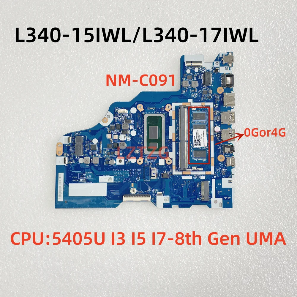 NM-C091 For Lenovo Ideapad L340-15IWL/L340-17IWL Laptop Motherboard CPU 5405U I3 I5 I7-8th Gen RAM 0G/4G UMA 100% Tested OK