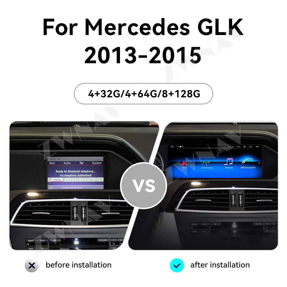 Android 14 Carplay Car Radio 7 inch Touch Screen For Mercedes-Benz GLK 2013-2015 NTG4.5 GPS Navigation Car Multimedia Player