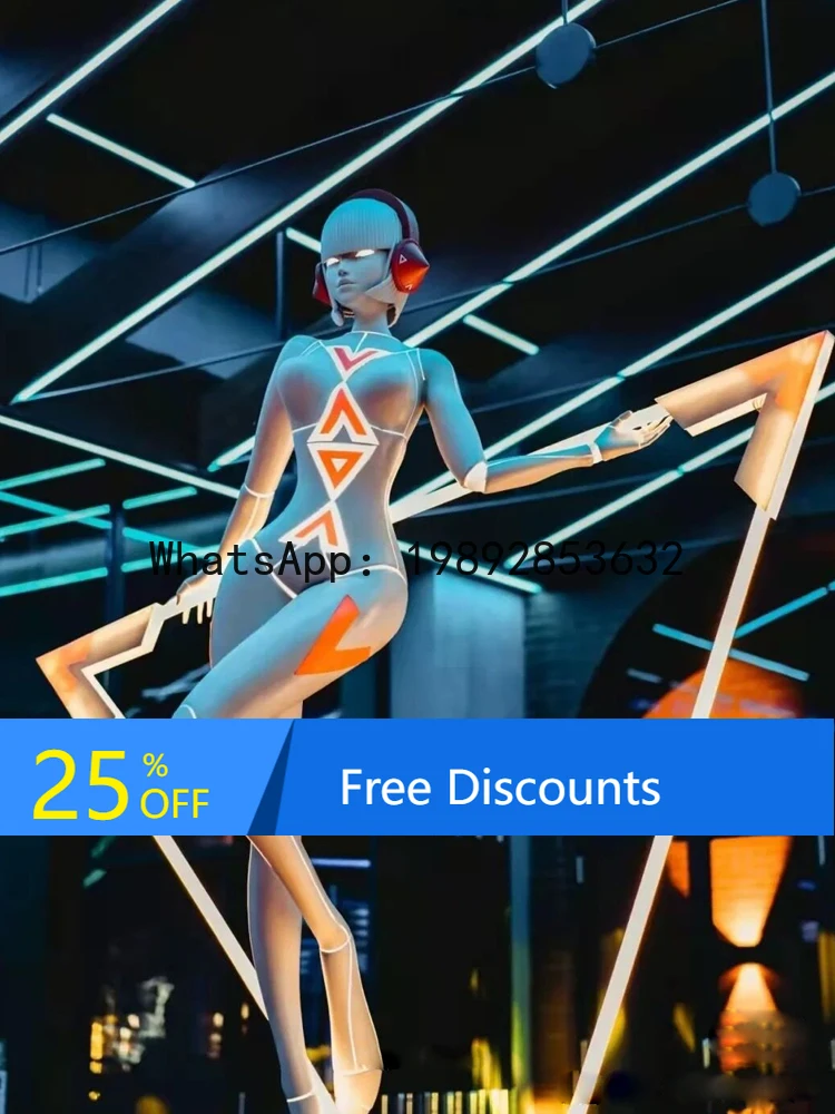 

XL Koshiba Mechanical Goddess Bar Luminous Figure Fiberglass Sculpture Decoration Large Ornament