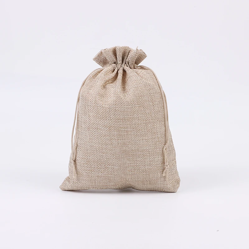 50pcs/lot Natural Jute Bags For Party Gift Packaging Bag Storage Drawstring Linen Pouches Add Logo 7*9 10*14 13*18 15*20 17*23cm