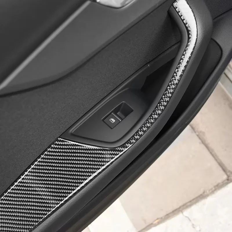 

For Audi A4 A5 B9 2017-2024 Carbon Fiber Front Rear Inner Door Armrest Panel Cover Decorative Car Accessories Decoration Sticker