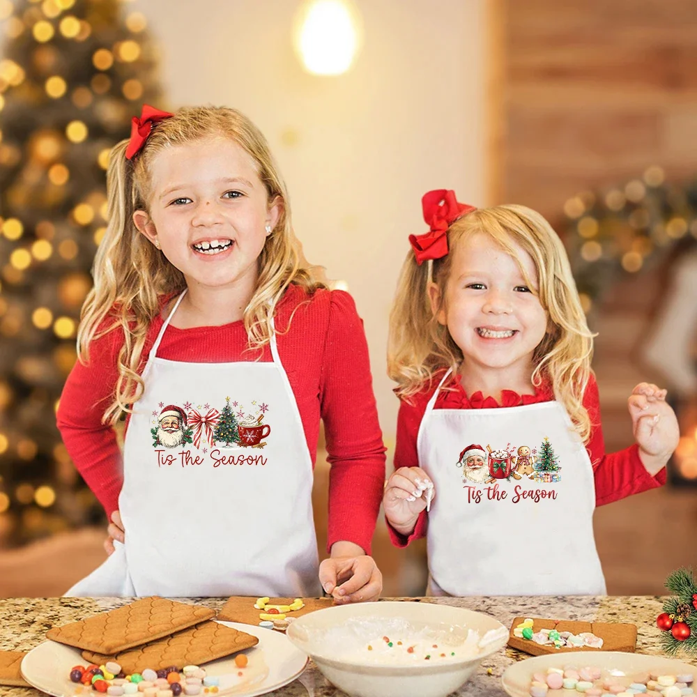 

Детский фартук с принтом Tis The Season, Детский фартук для выпечки, Подарочный мини-фартук для шеф-повара, Детский фартук для выпечки на Рождество