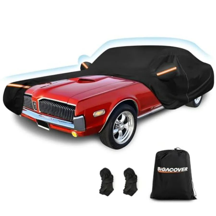 

Outdoor car cover for Mercury Cougar 1967-1973, 1980-1997: waterproof 210D Oxford cloth and cotton, black, heavy-duty all-weath
