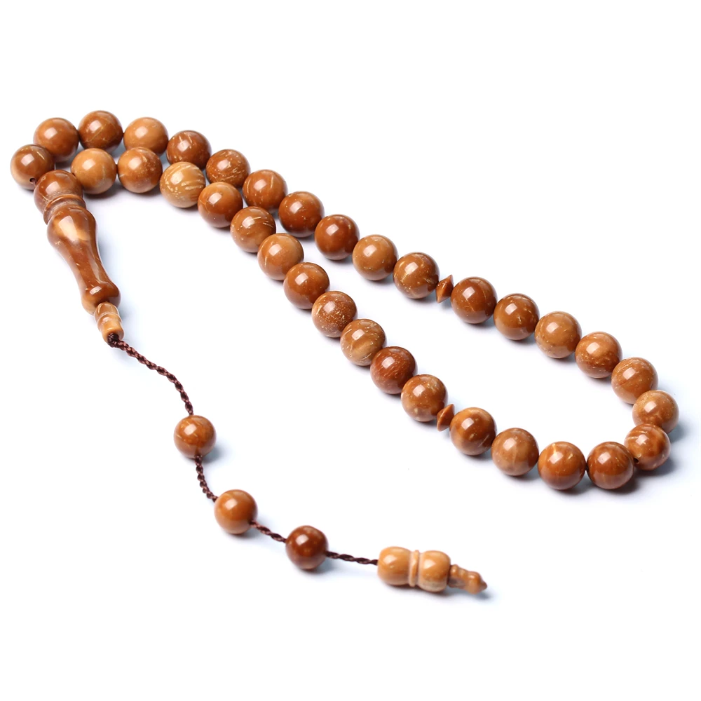 ไม้ธรรมชาติ Kuka Tasbih 9มม.33ลูกปัด Man 'S Misbaha มุสลิมสวดมนต์ลูกปัดคู่มืออิสลาม Rosary