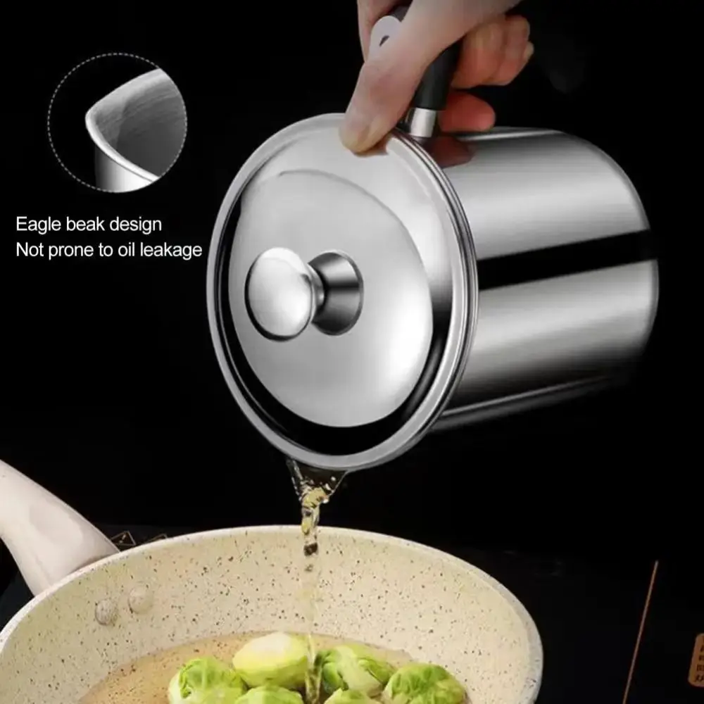 

Кастрюля для фильтрации масла большой емкости, не содержащий бисфенола-А, мелкосетчатый фильтр, банка для масла из нержавеющей стали, защита от протечек с лотком, контейнер для жира