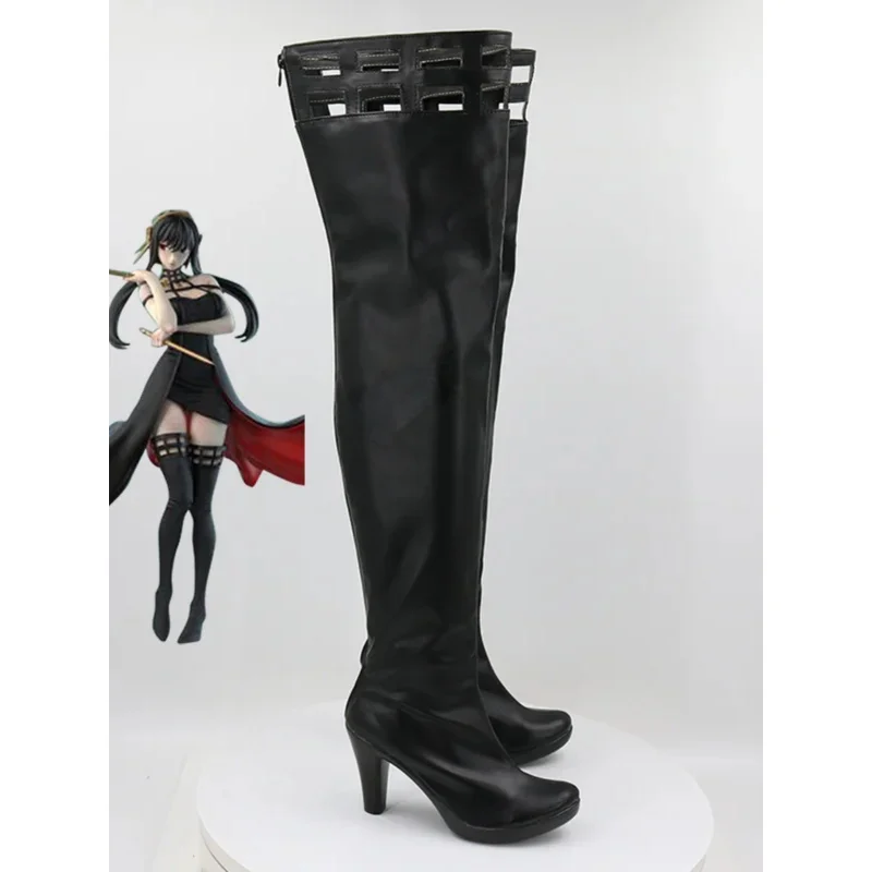 2025 11 SPY x FAMILY Yor Forger Botas Halloween Anime Zapatos de cosplay negros