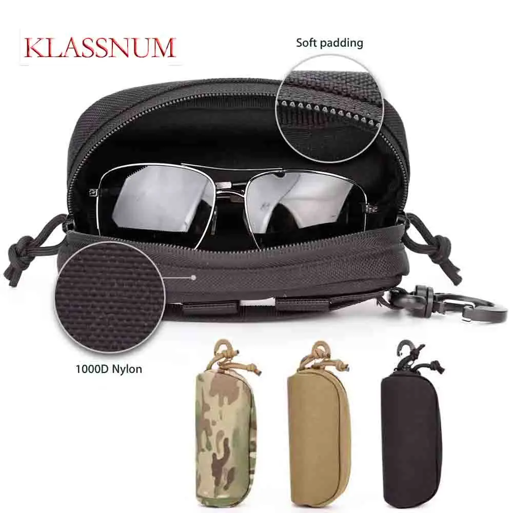

KLASSNUM Outdoor Molle Hunting Sunglasses Case Durable Goggles Tactical Bag EDC Waist Pack Nylon Hard Glasses Case Bag