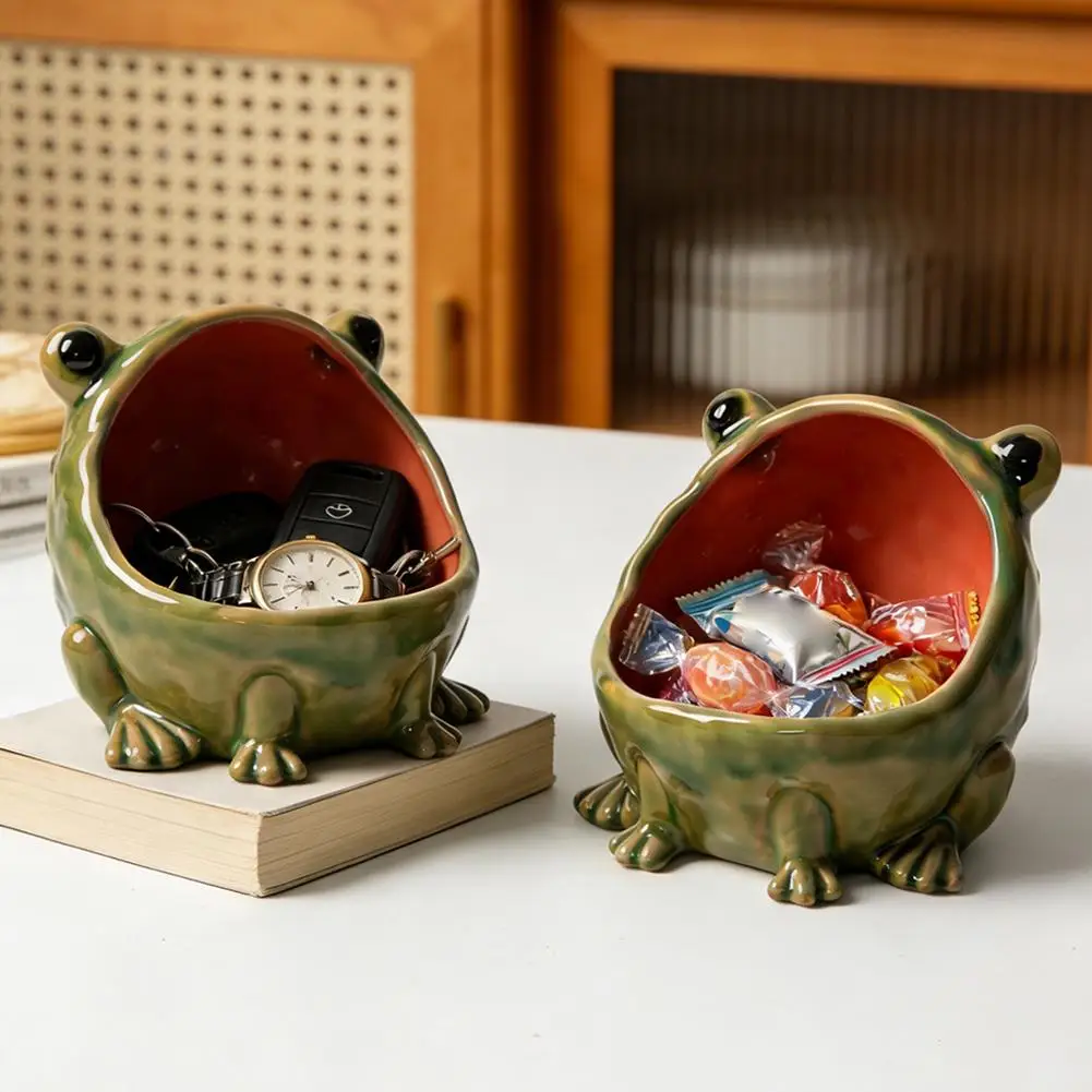 Keramik-Frosch Aufbewahrungsschale Kreative Tierfigur Schlüssel-Bonbon-Sundries-Behälter Eingangsbereich Heim-Schreibtisch-Deko-Ornament – Detail 5