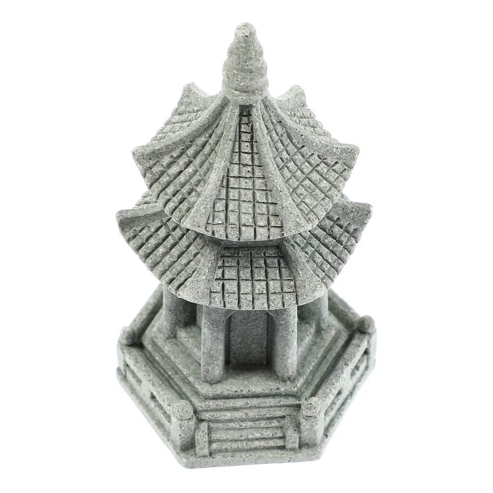 

Large Hexagonal Tower Zen Garden Figurine Sandstone Mini Pagoda Decorations Gardening naments Lightweight Selected