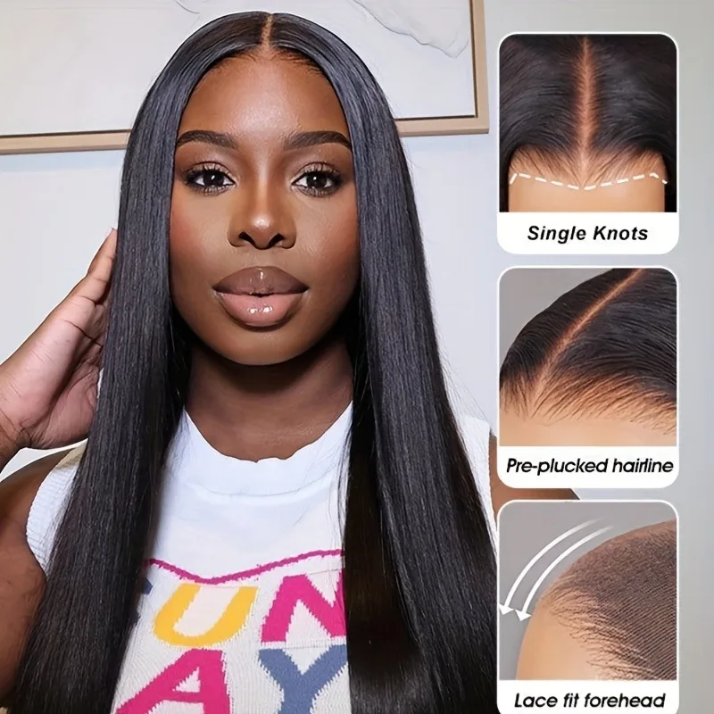 شعر مستعار بوت آند جو بكثافة 200 13*4 قبل كل شيء شعر مستعار مستقيم بدون صمغ تم قطعه مسبقًا مع شعر أطفال للنساء مظهر طبيعي ورسوم