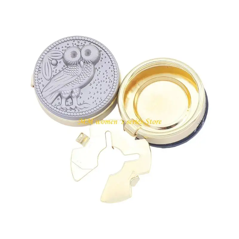 Q39C Textured Owl Cufflinks with Round Face, Gold Tone Back Hardware and Toggle Back for Dress Shirts and Formal Wear