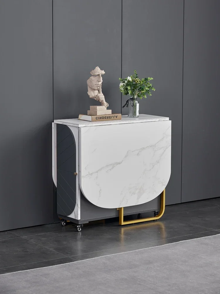 

Обеденный стол в скандинавском стиле для небольшой квартиры, мраморный многофункциональный обеденный стол из каменной плиты, простой обеденный стол для хранения