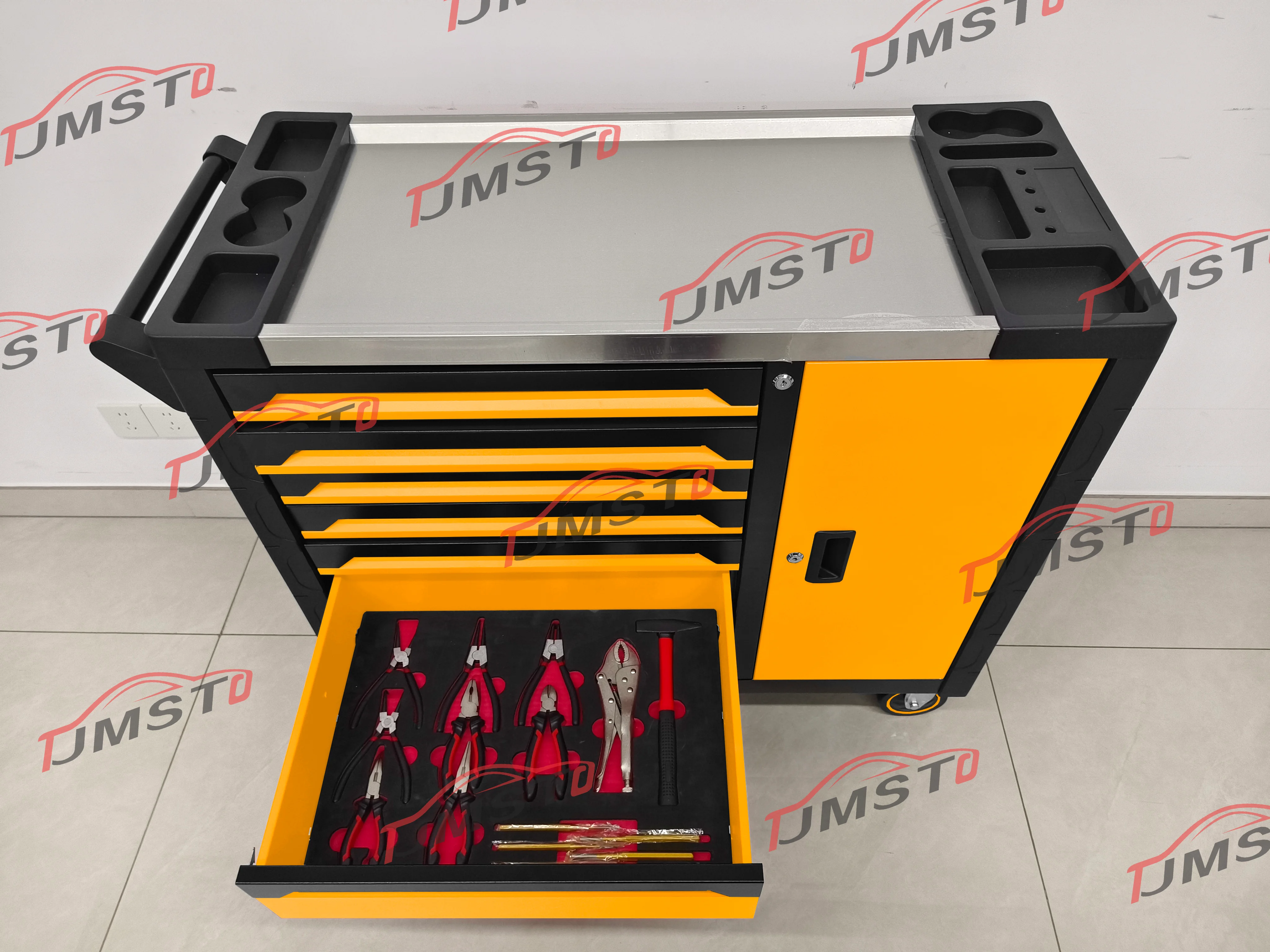 2026 New Yellow Series CE Stainless Steel Rolling Trolley With Hot Selling Premium 258Pcs Metal Tool Sets Caja De Herramientas