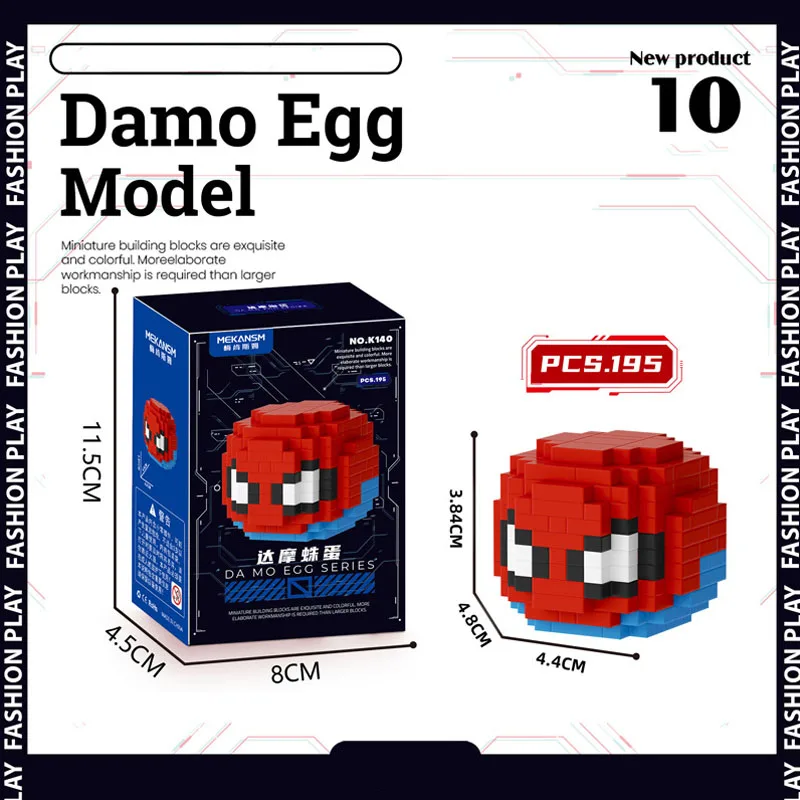 SuperHero Damo Egg Model Building Blocks Anime Figure Spider Man Dead Attendant Image Dolls Children Puzzle Assembly Toy Bricks