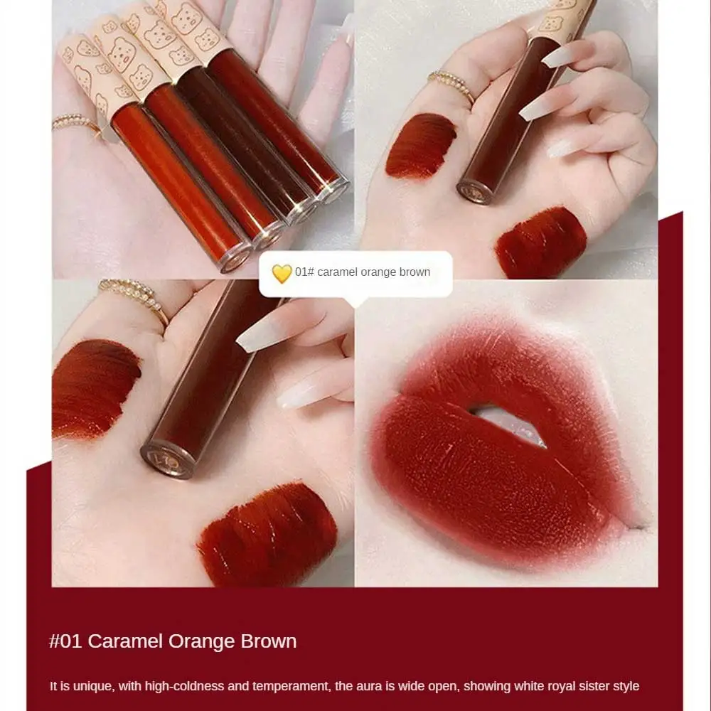 Lip Gloss Matte Velvet Lip Mud Matte Chocolate Lipstick Red Lip Tint Lip Glaze Korean Waterproof Lasting Makeup Cosmetics