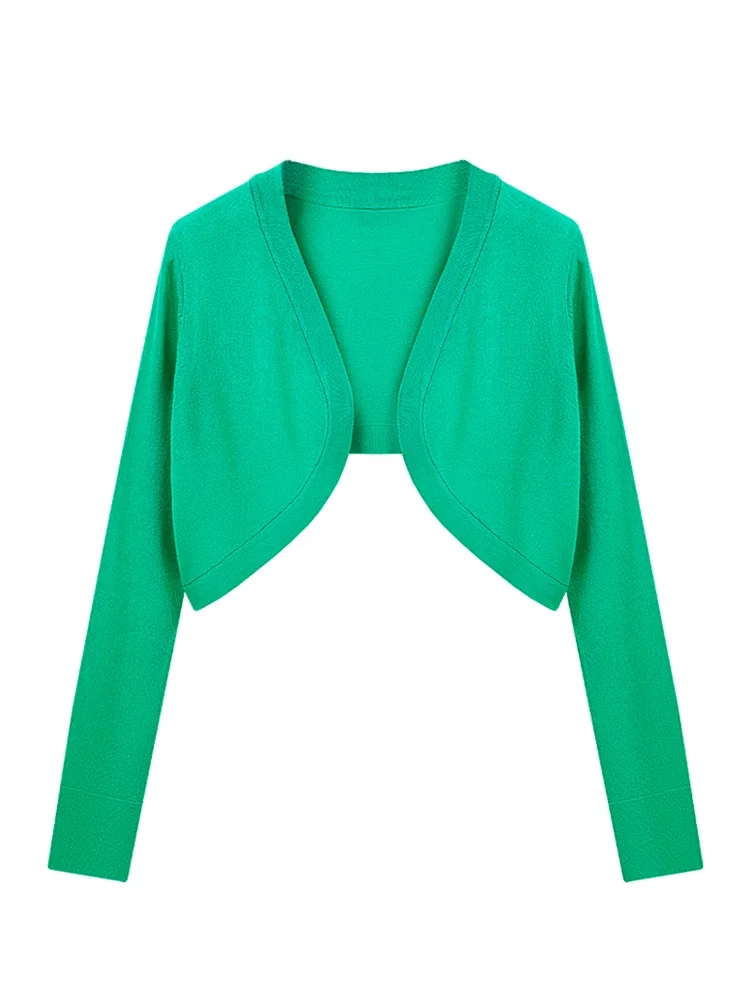 

JZZDEMM Ice Silk Thin oulder Wrap Women's Summer Simple High Waist ort Sun Protection irt Outerwear Top V-ne Long Sve