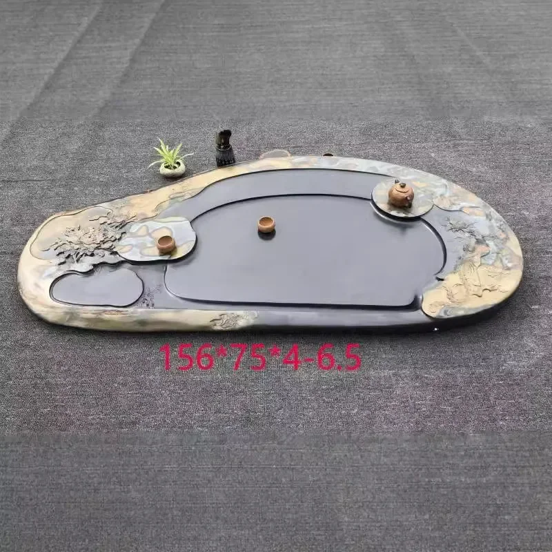 Fine stone materials, tea trays, golden halo seed materials, inkstones, tea seas, landscapes, tea tables, dragon tail inkstones