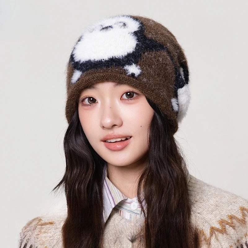South Korea Fair Island Style Penguin Cartoon Knitted Pile Hat Girl Niche High-end Feeling Show Face Small Pullover Hat